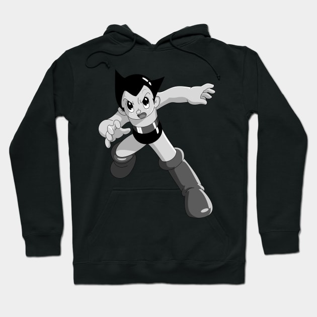 Astro Boy, Fighting Stance Ver. (Grayscale) Hoodie by VioletLilithArt